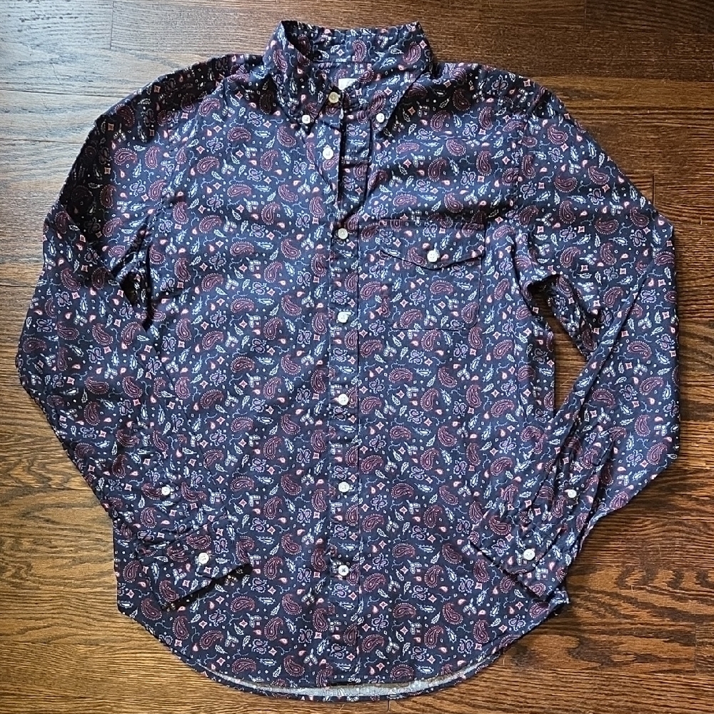 GAP Men's Navy Paisley Button-Down Shirt